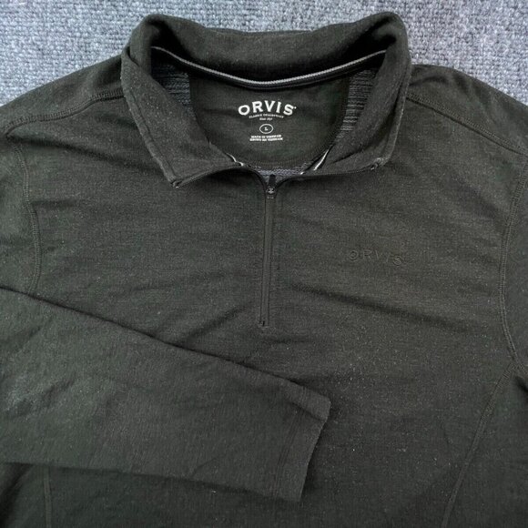 Orvis Sweatshirt Large 1/4 Zip Pullover Green Heather Rayon Polyester Stretch - Picture 1 of 12